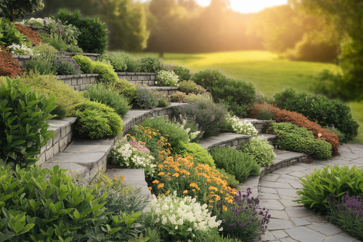 jardin-pente-terrasses-fleurs-chemins