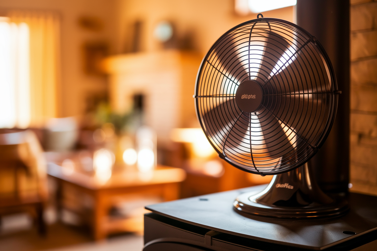 ventilateur-poele-lames-salon-flou