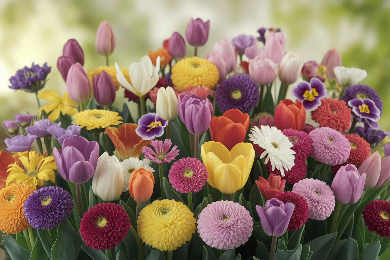 fleurs-tulipes-tanaisies-jardin-colore