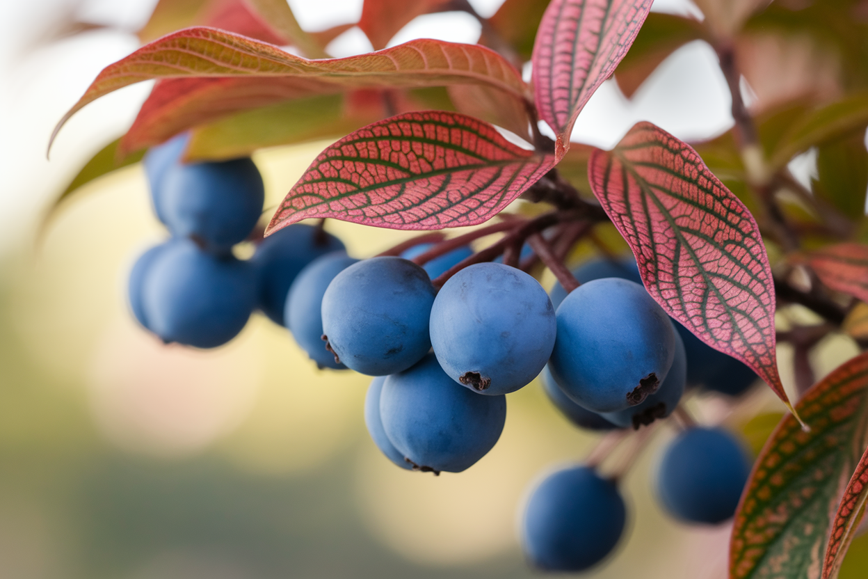 gros-plan-baies-bleues-feuillage-colore
