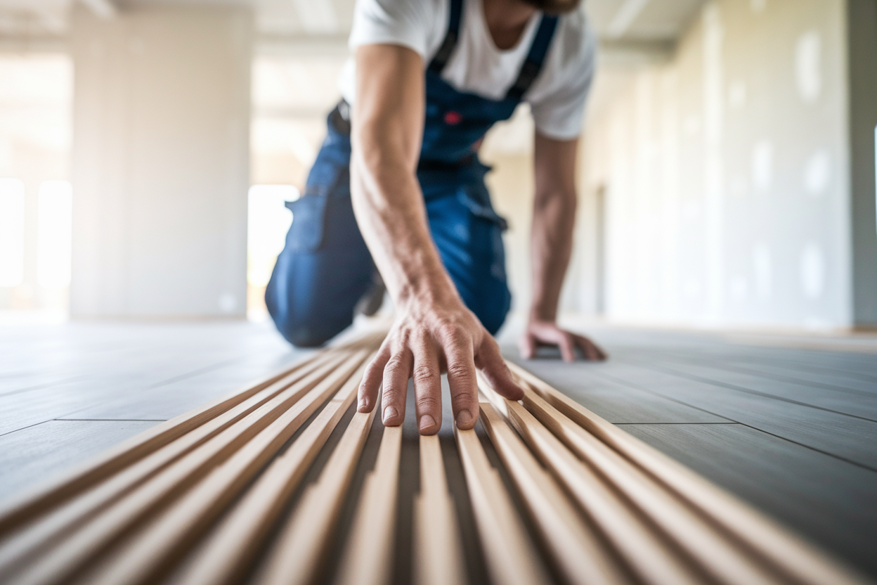 ouvrier-agenouille-mains-parquet-bois