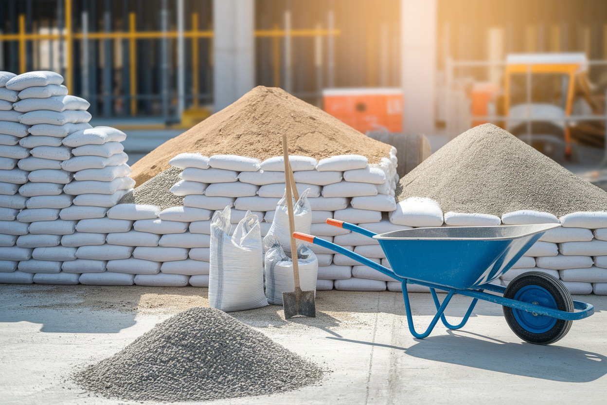 sacs-ciment-brouette-pelle-chantier