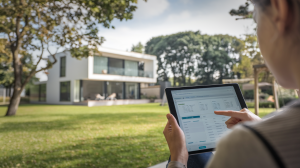 maison-moderne-jardin-tablette-paisible