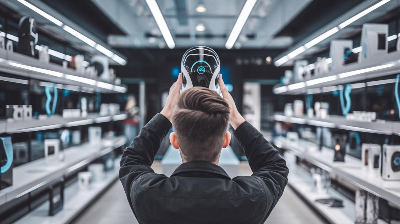 personne-examine-produit-magasin-high-tech