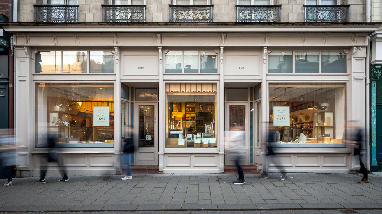 façade-magasin-traditionnel-passants-flous
