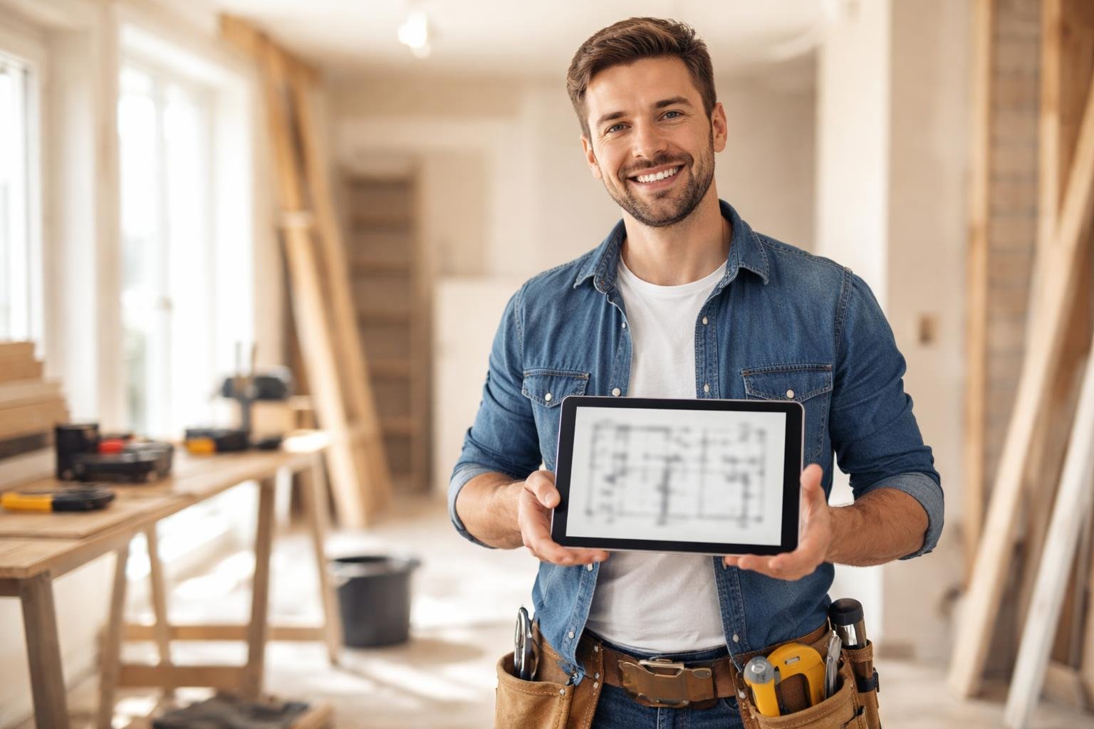 artisan-tablette-chantier-renovation-blur