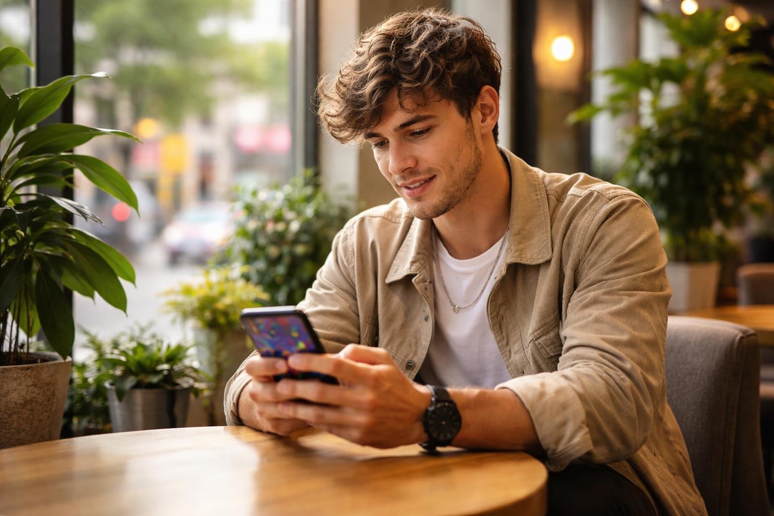 jeune-urbain-cafe-smartphone-plantes