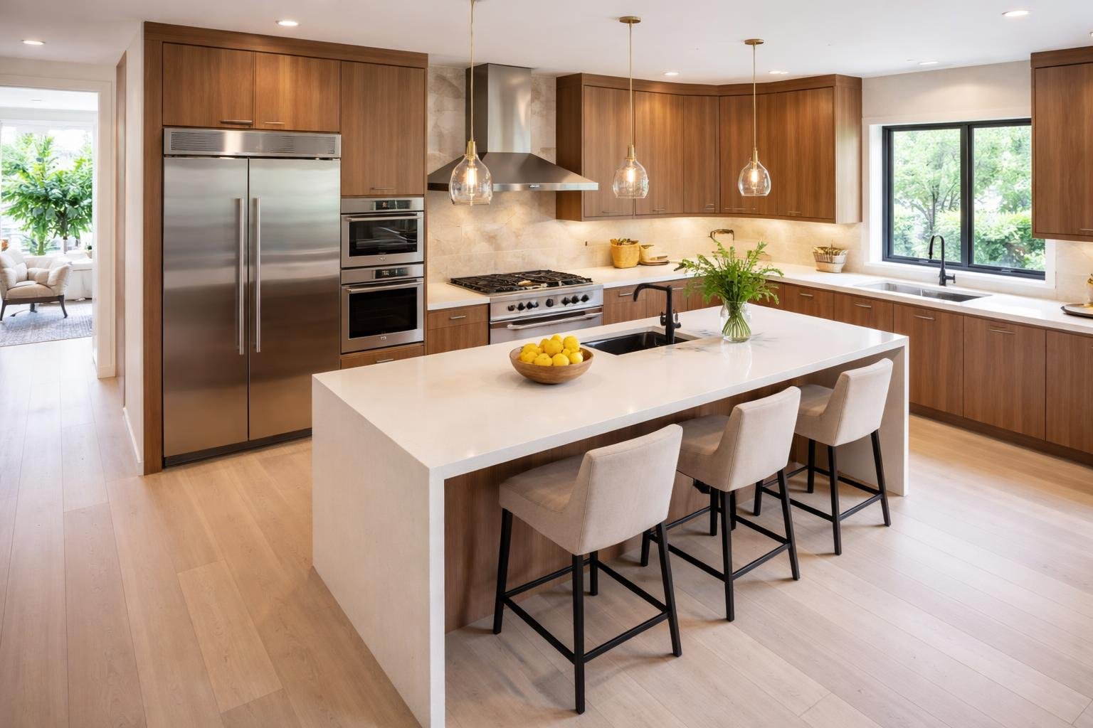 cuisine-moderne-elogante-bois-acier-inoxydable