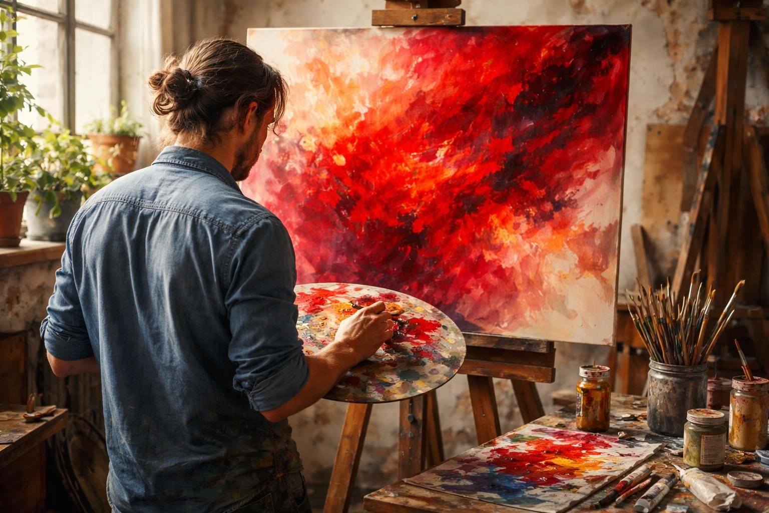 peintre-chevalet-palette-atelier-lumineux