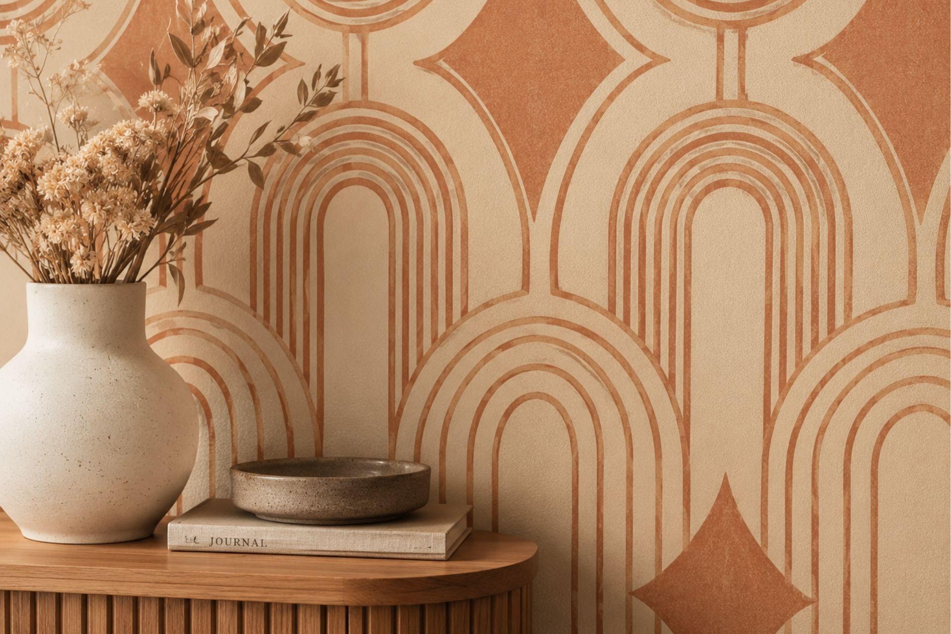Papier peint terracotta et beige : le duo parfait pour une déco douce